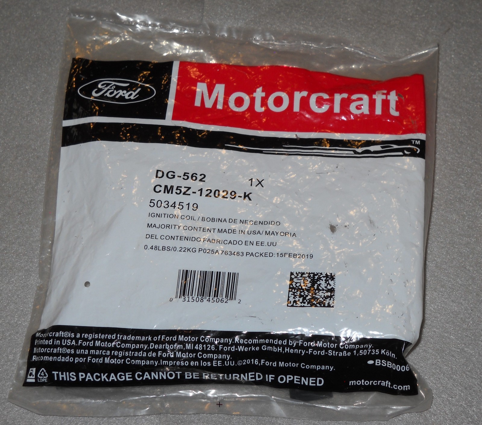 Genuine Ford Motorcraft Ignition Coil CM5Z-12029-K Fits Ford Focus 2012-2018 Genuine Ford Motorcraft Ignition Coil CM5Z-12029-K Fits Ford Focus 2012-2018
