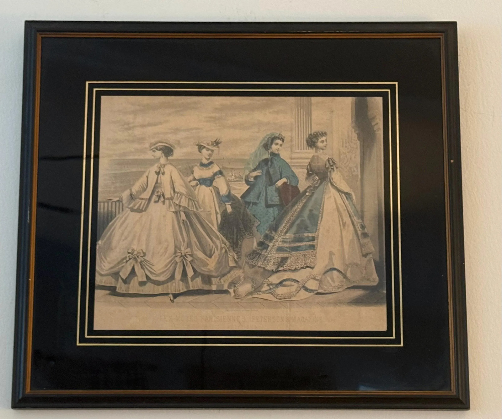 Antique Framed French Fashion Plate “Les Modes Parisiennes Peterson’s Magazine, Antique Framed French Fashion Plate “Les Modes Parisiennes Peterson’s Magazine,