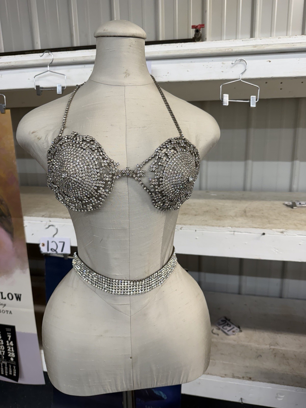Vintage 1950s 1960s Rhinestone Bra Blouse Bikini Showgirl Burlesque Dress Top