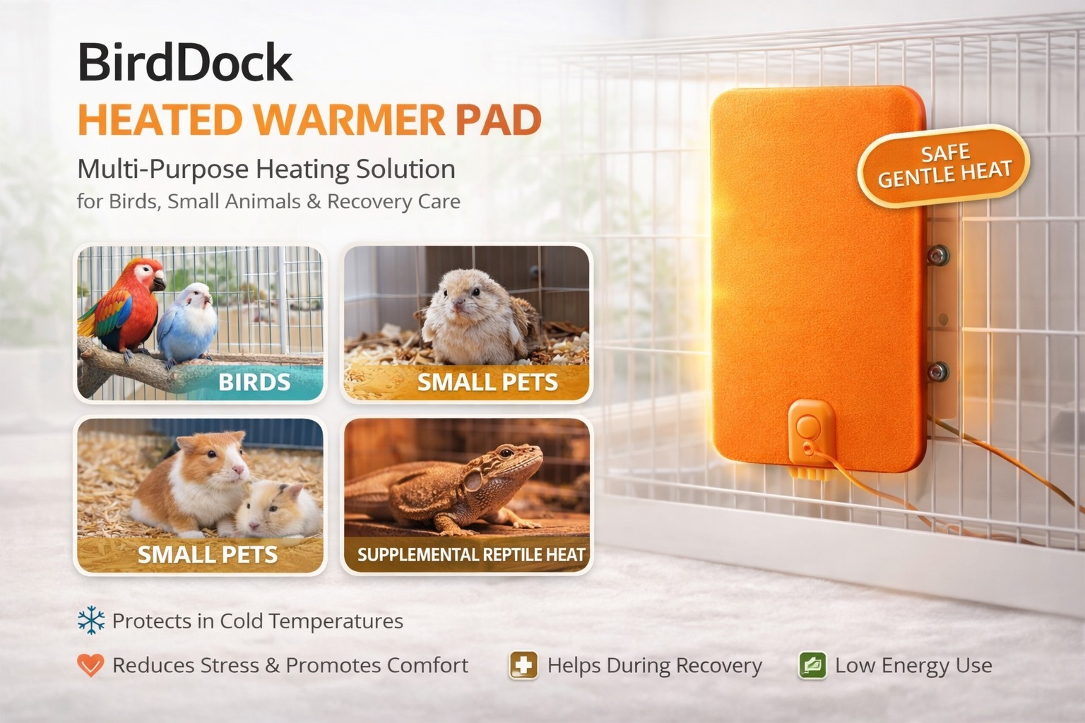 Heated Bird Warmer Pad – Multi-Purpose Pet Heater for Birds, Small Animals Care