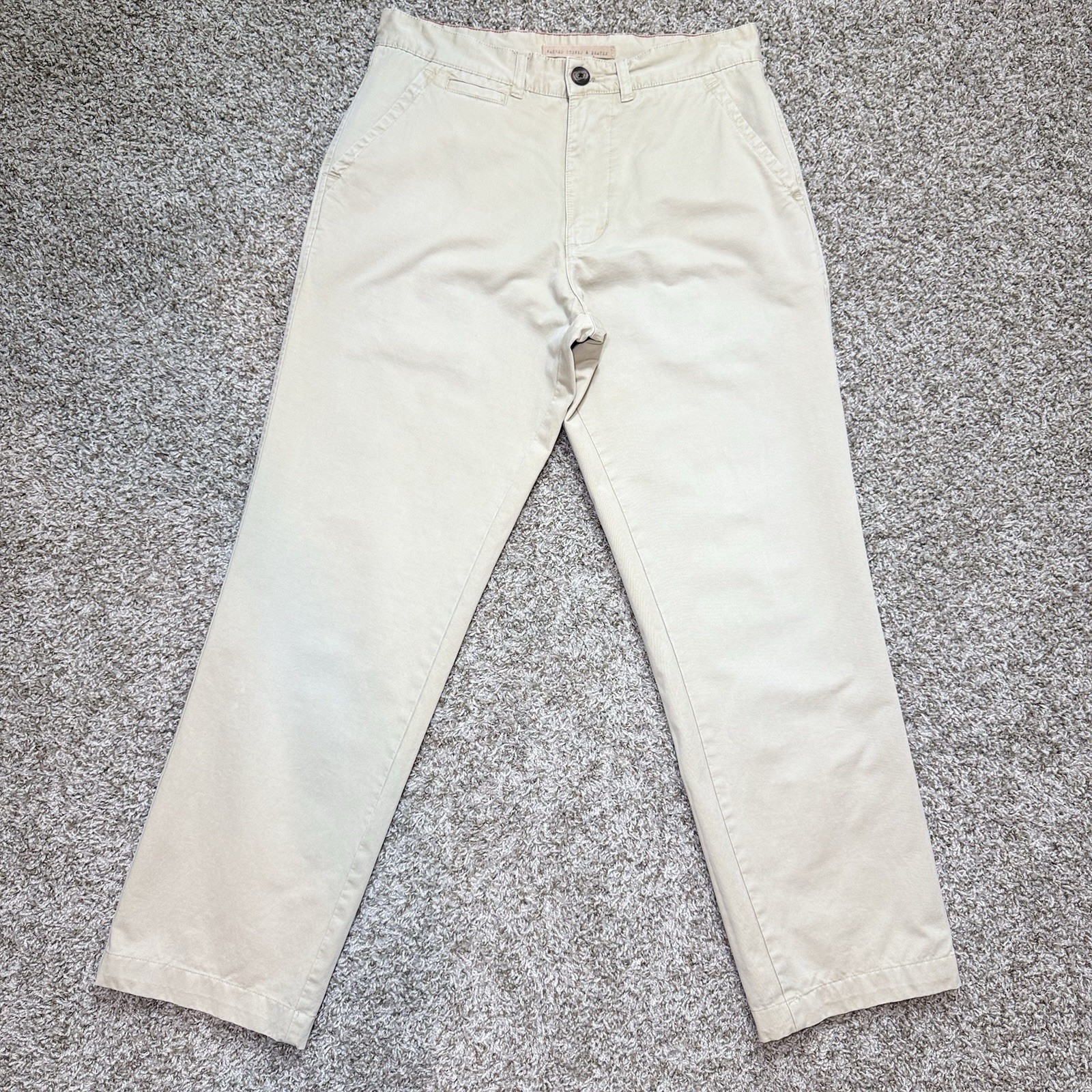 Vintage 1946 Mens 33 Beige Military Twill Chino Pants Straight Leg Cotton 32x31