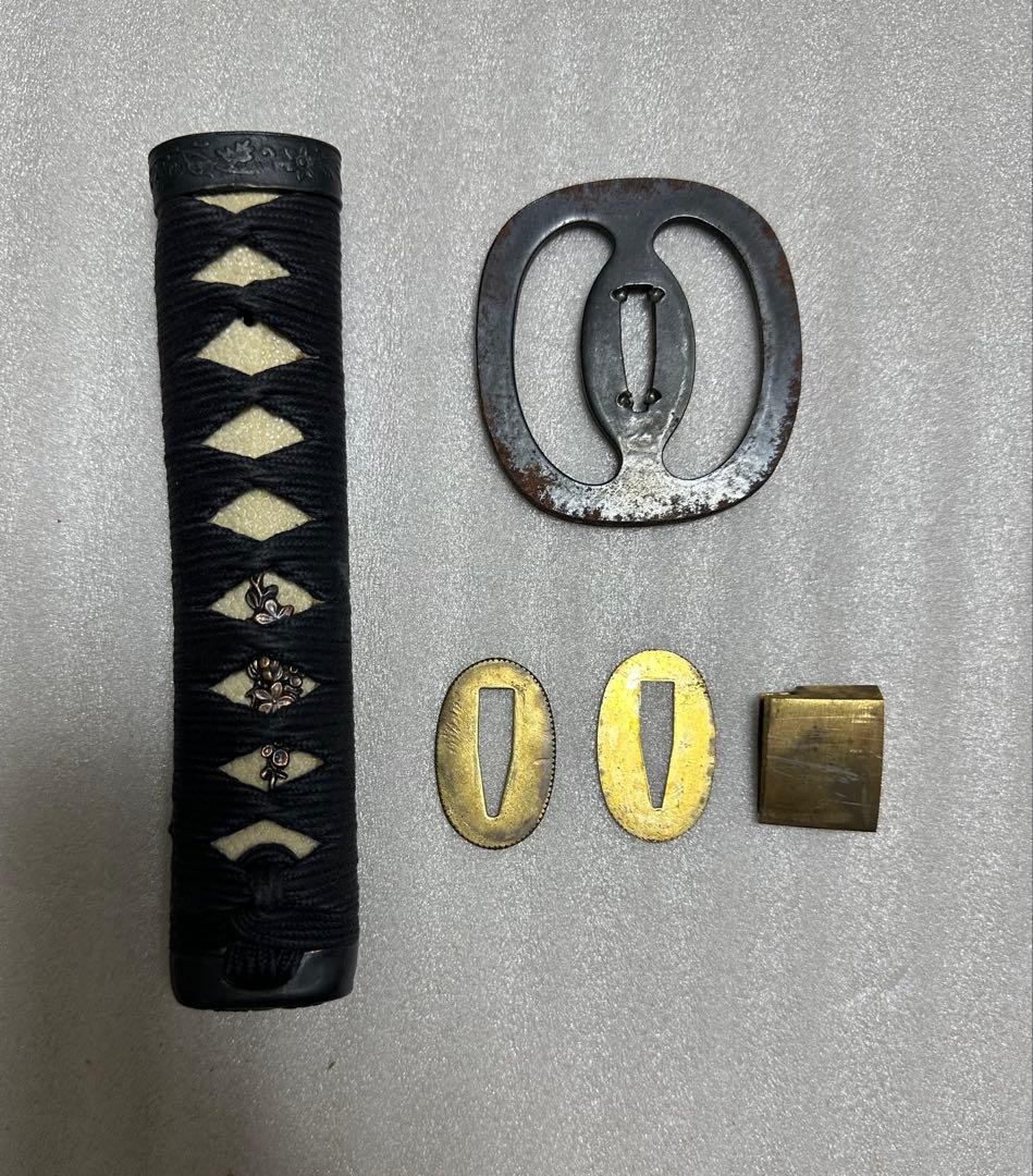Japanese Wakizashi Iaito Fittings 5 Piece Set Tsuba Tsuka Seppa Habaki Japanese Wakizashi Iaito Fittings 5 Piece Set Tsuba Tsuka Seppa Habaki
