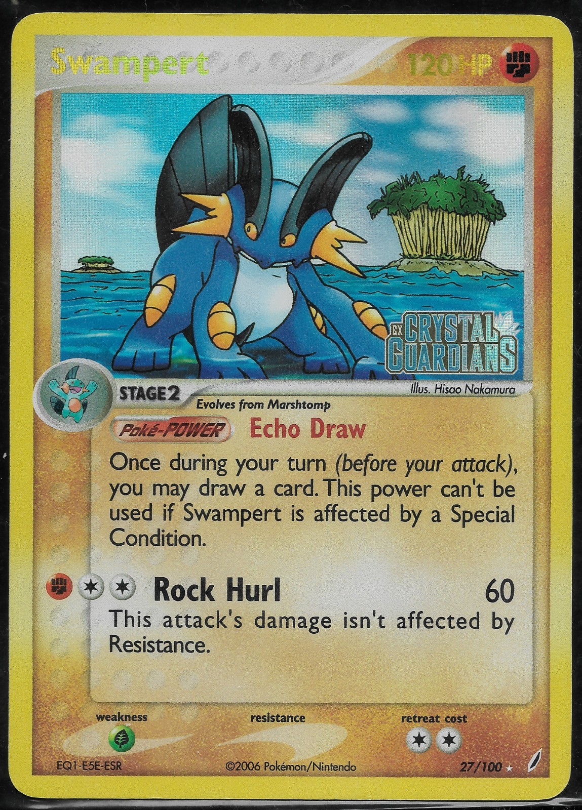 Pokemon TCG Swampert Reverse Holo - EX Crystal Guardians 2006 - 27/100 Pokemon TCG Swampert Reverse Holo - EX Crystal Guardians 2006 - 27/100