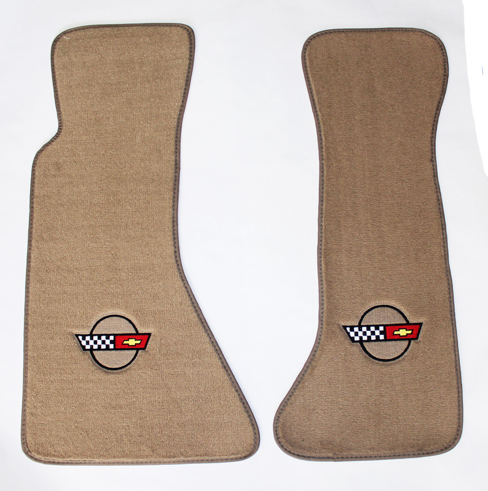NEW TAN FLOOR MATS 1984-1996 Corvette With Embroidered Circle Official GM Logo NEW TAN FLOOR MATS 1984-1996 Corvette With Embroidered Circle Official GM Logo
