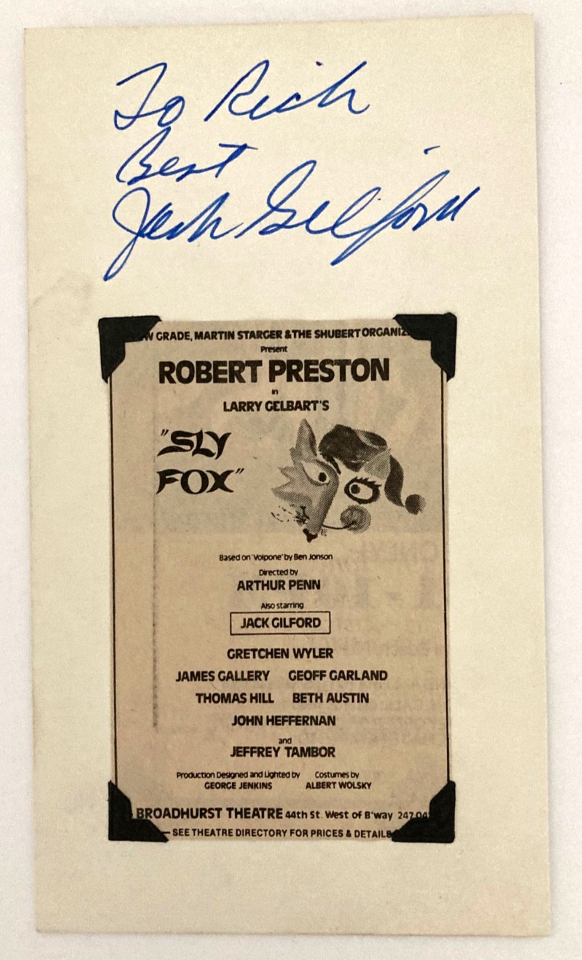 SIGNED Jack Gilford 5x8 SIGNED Jack Gilford 5x8