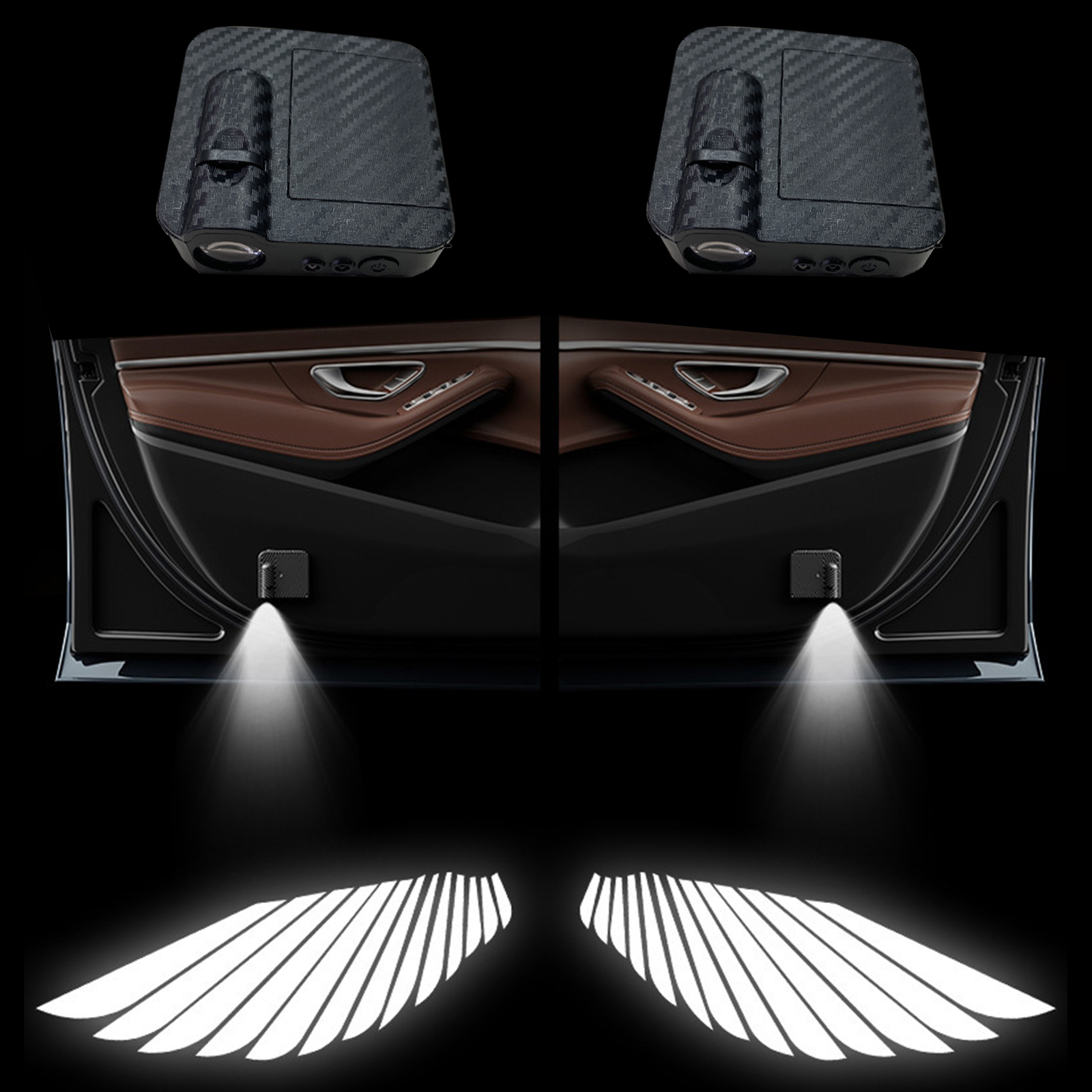 1 Pair Angel Wings Auto Wireless Welcome Lamp Car LED Door Light Projectors Logo