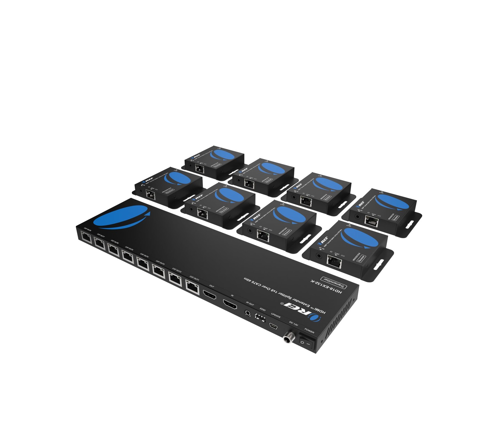 OREI 4K@30Hz HDMI Extender Splitter 1x8 - 165 FT, Black