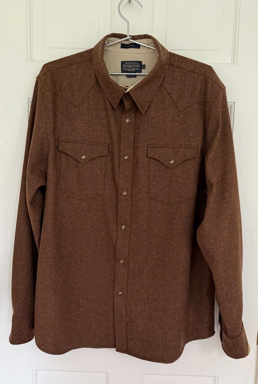 NEW Pendleton Canyon Western BROWN All Virgin Wool Shirt Pearl Snap Men\'s XL