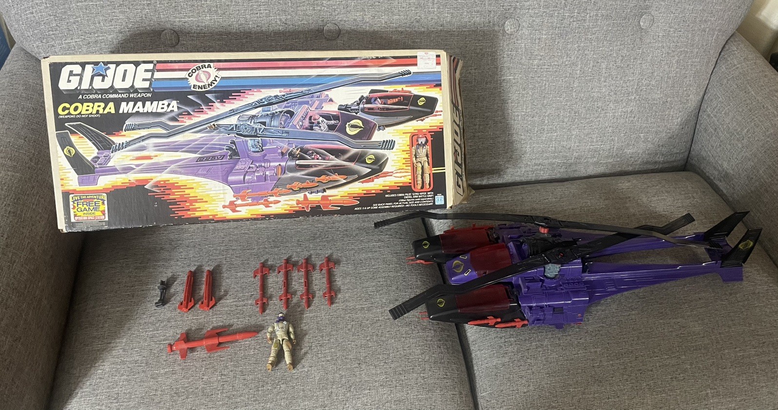 Vintage Cobra Mamba w Box 100% Complete GI Joe 1987 Hasbro Action Figure Vehicle Vintage Cobra Mamba w Box 100% Complete GI Joe 1987 Hasbro Action Figure Vehicle