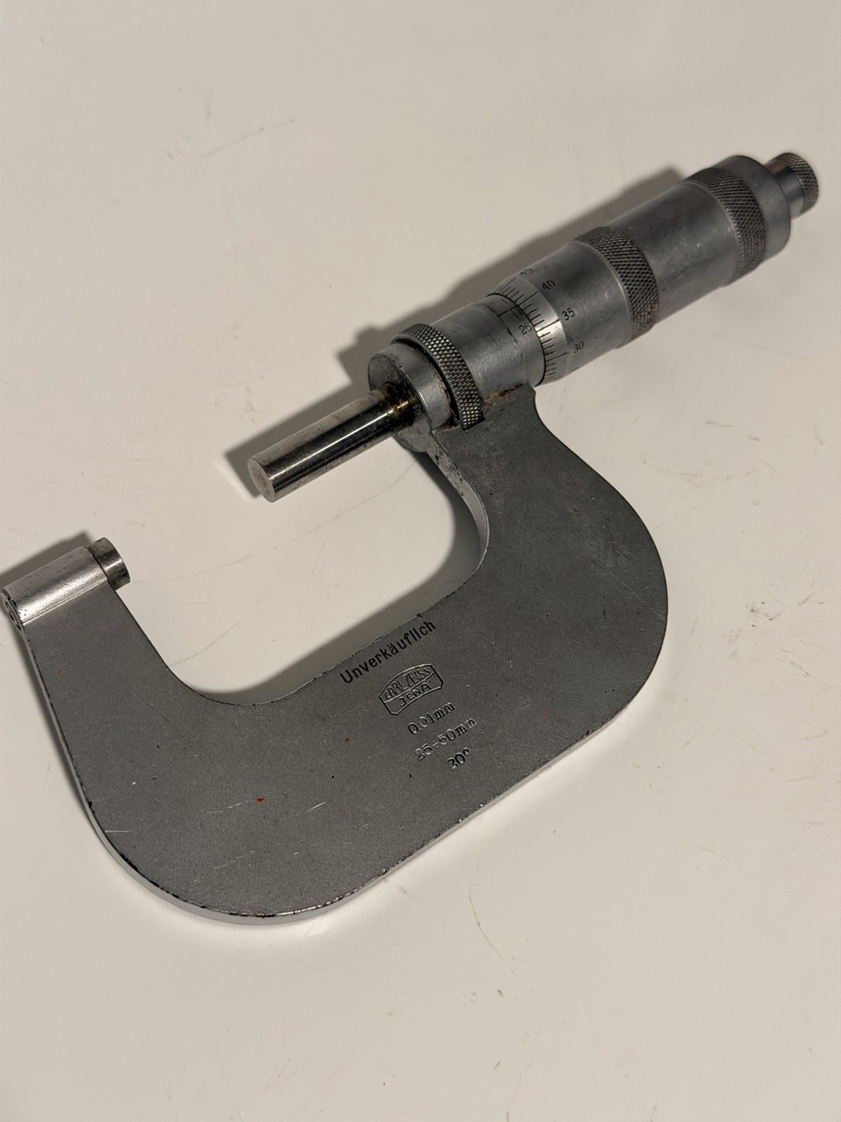 vintage Carl Zeiss Jena micrometer 35–50 mm and 0.01 mm graduations vintage Carl Zeiss Jena micrometer 35–50 mm and 0.01 mm graduations