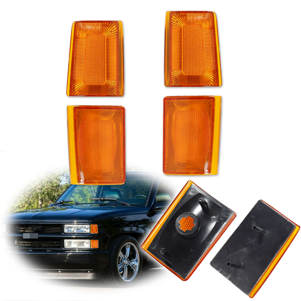 For 1988-1993 Chevy Truck Pickup C/K 1500 Amber Front Side Marker Light Set of 4