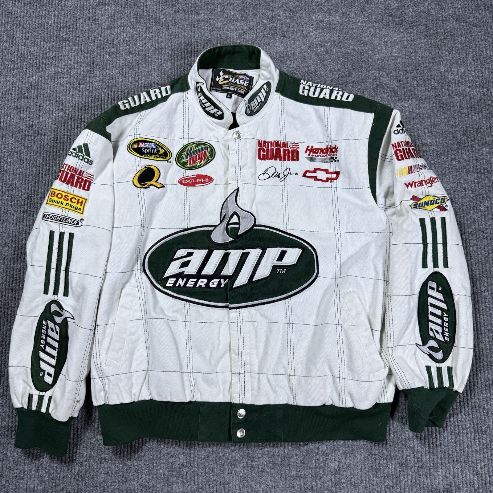 Chase Authentics NASCAR Dale Jr AMP Energy Racing Jacket Coat Quilted Size XL Chase Authentics NASCAR Dale Jr AMP Energy Racing Jacket Coat Quilted Size XL