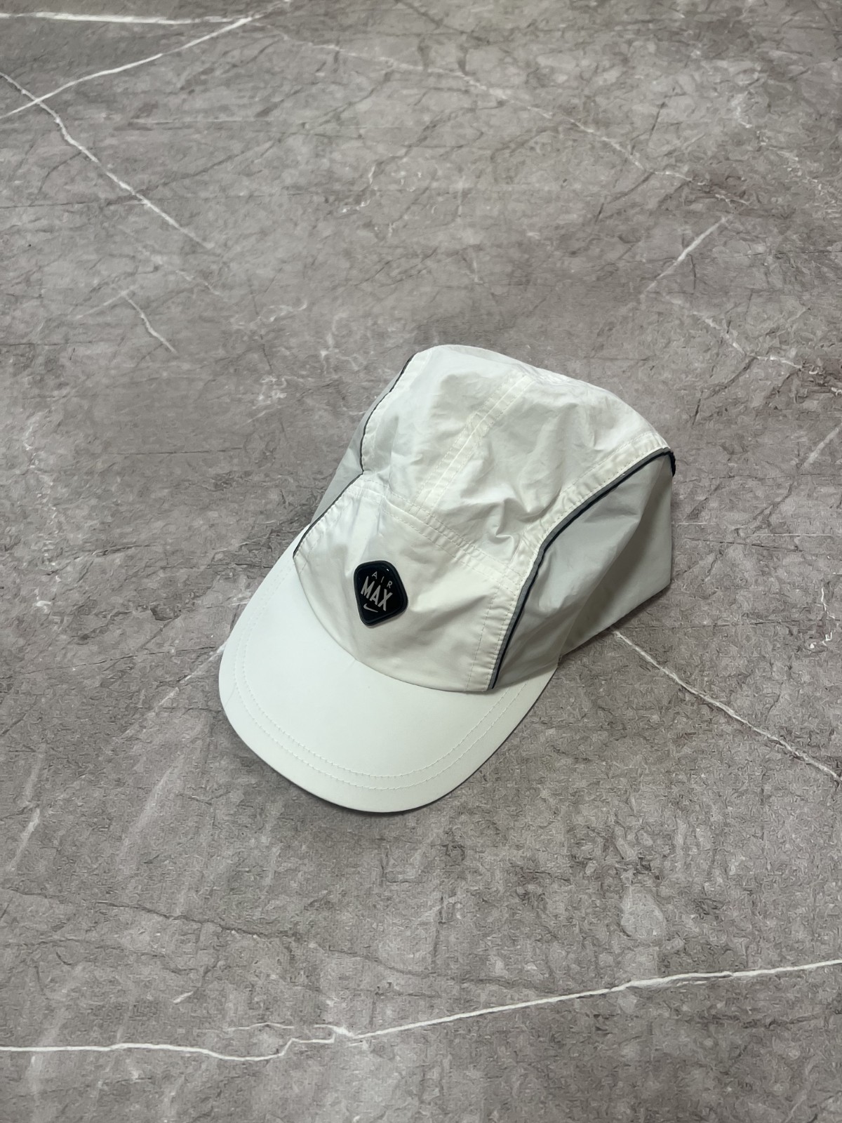 Vintage Nike Air Max 5 Panel Hat Cap Running Gorpcore Y2K White Tech Fleece Rare