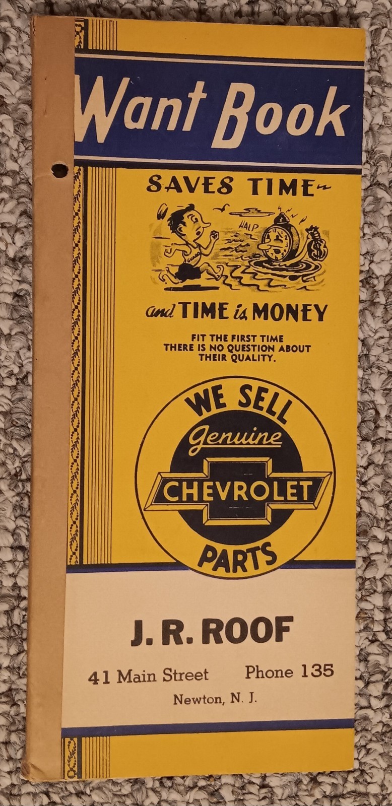Vintage Original 1930 1940s Chevrolet Parts WANT BOOK J.R. Roof Dealer Newton NJ Vintage Original 1930 1940s Chevrolet Parts WANT BOOK J.R. Roof Dealer Newton NJ