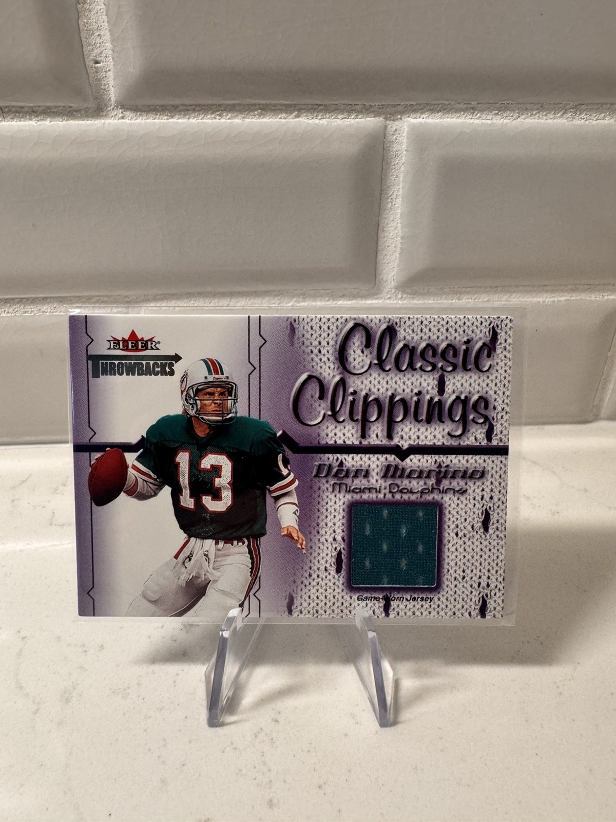 2002 Fleer Dan Marino Throwback Classic Clippings GAME WORN Jersey - Dolphins