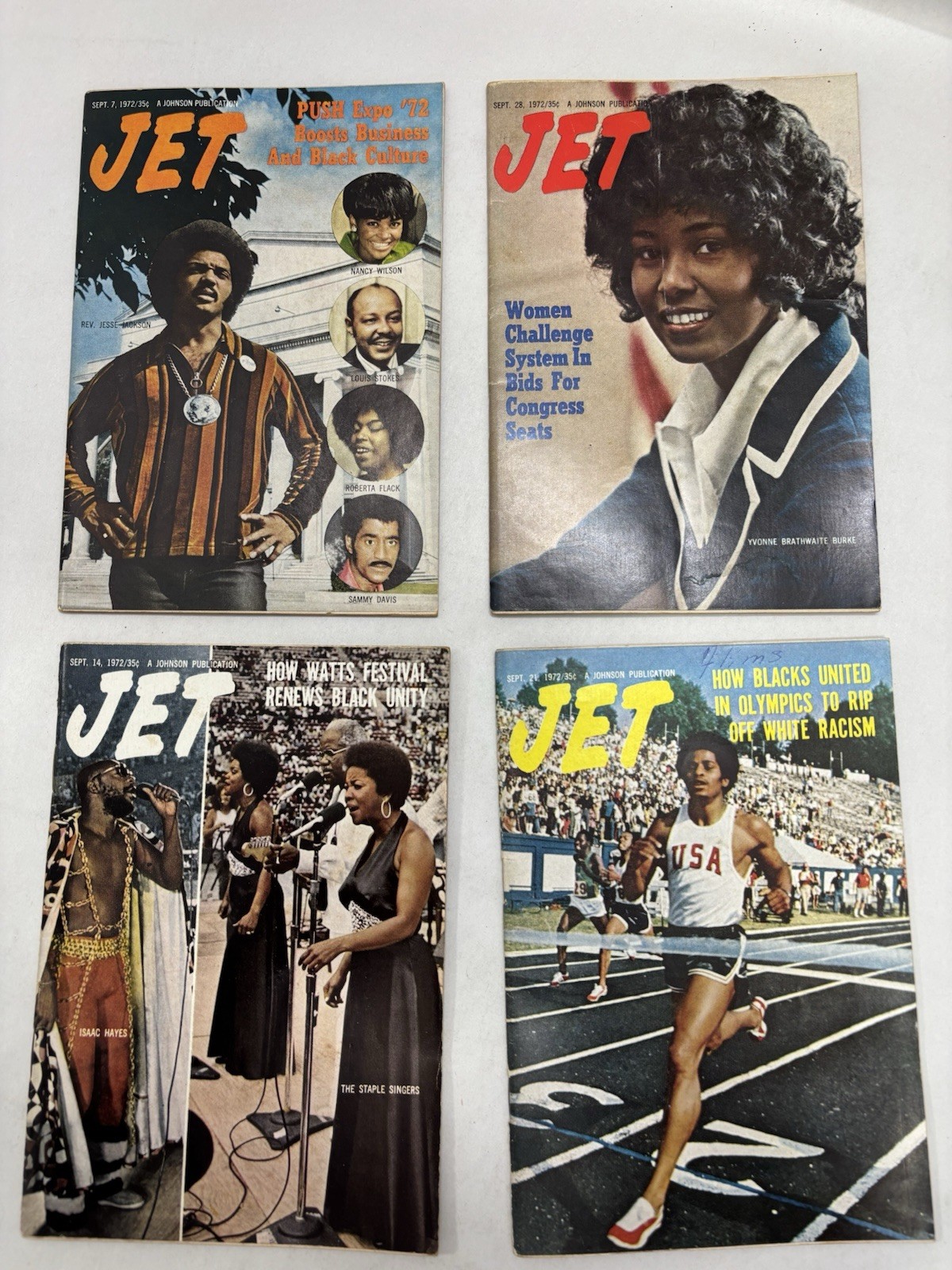 Vintage JET Magazine Lot of 4 Sept 1972 Isaac Hayes Olympics Jesse Jackson