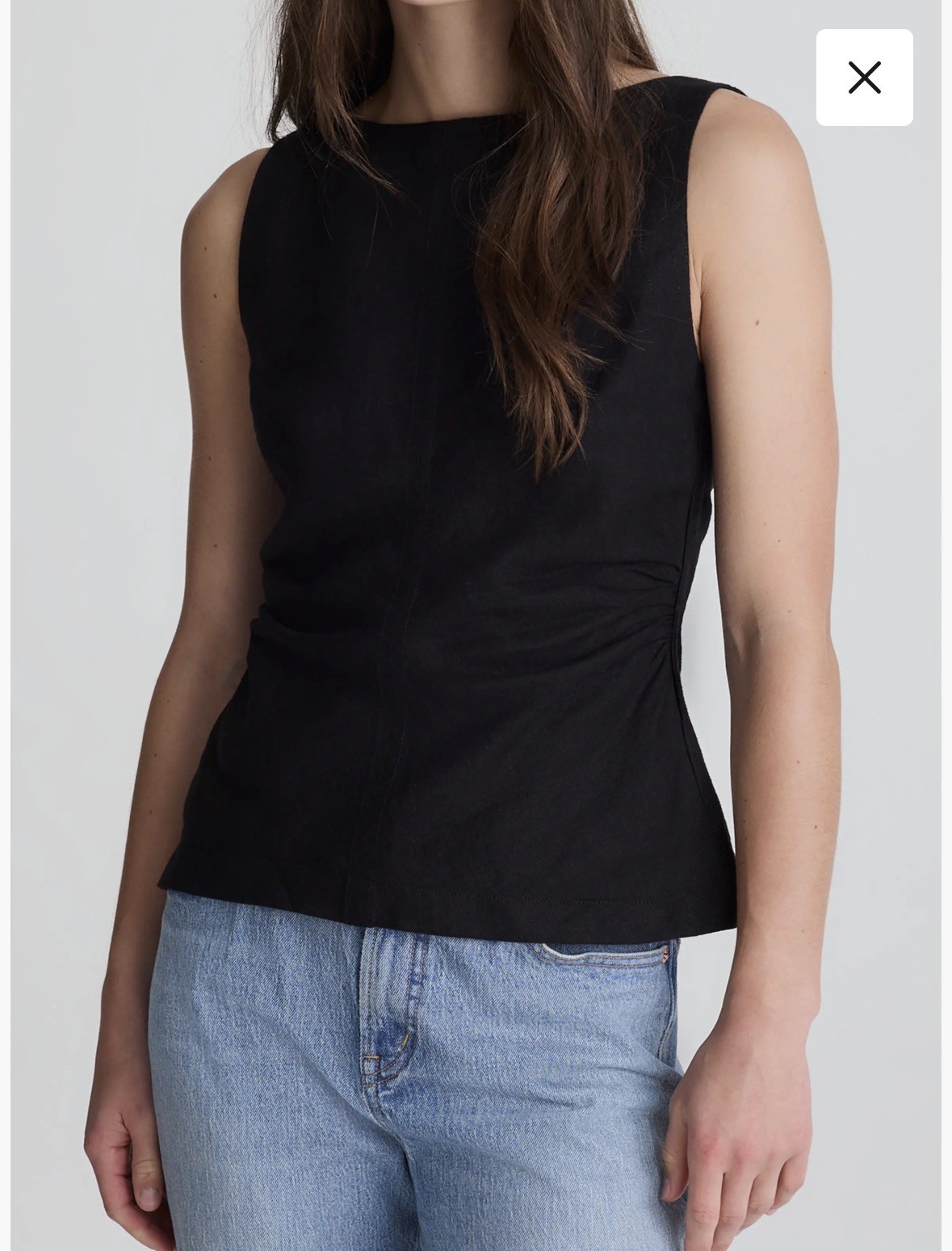 Madewell Women\'s Black Linen Woven Sleeveless Scoop Zip Back Top Sz8 NWT Madewell Women\'s Black Linen Woven Sleeveless Scoop Zip Back Top Sz8 NWT