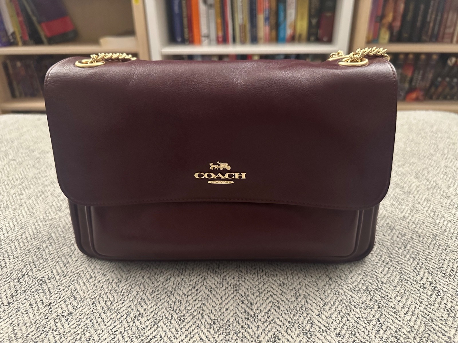 Coach Large Elodie Flap Bag in Burgundy, EUC, Dust Bag Coach Large Elodie Flap Bag in Burgundy, EUC, Dust Bag