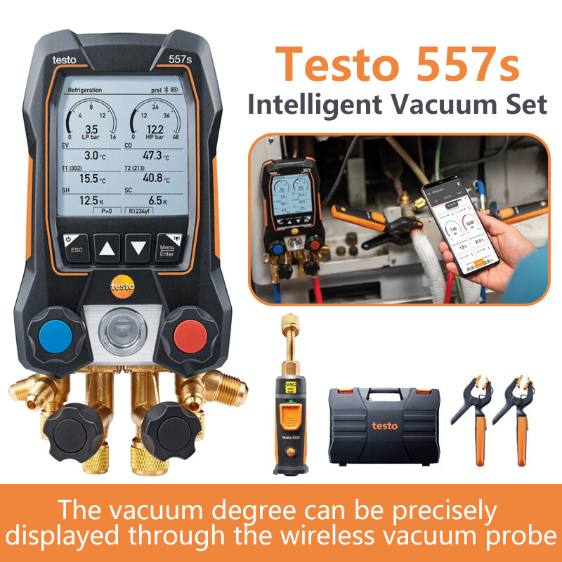 Testo 557s Kit Smart Digital Manifold Bluetooth with 1xTesto 552i & 2xTesto 115i Testo 557s Kit Smart Digital Manifold Bluetooth with 1xTesto 552i & 2xTesto 115i