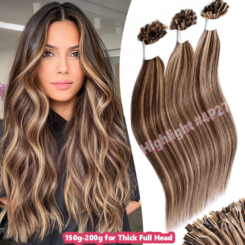 Flat K Tip Nail U Tip Hair Extensions 200S THICK 1G/S Russian Remy Human Hair
