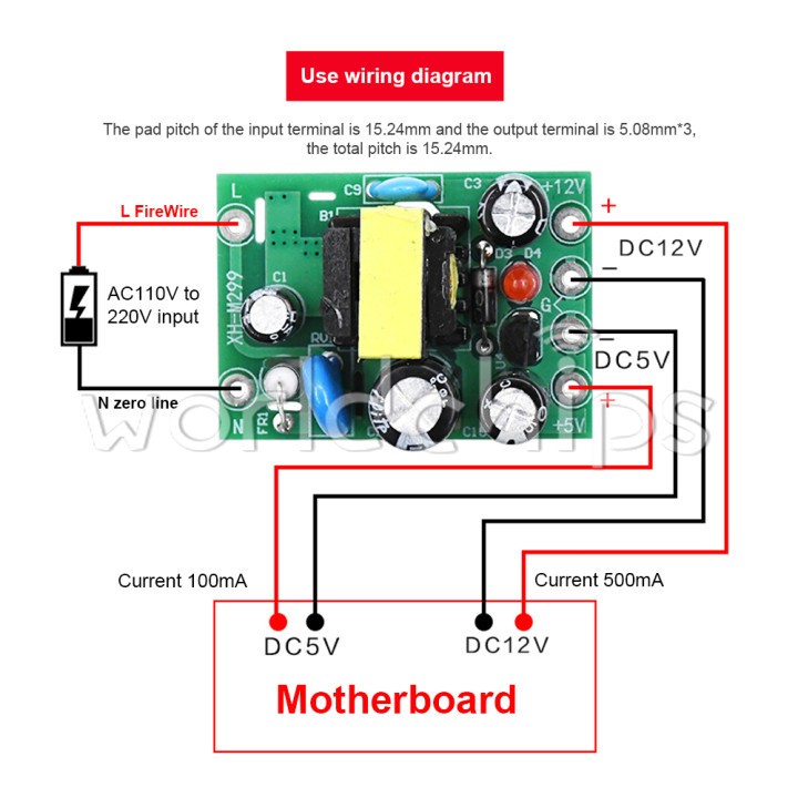 1/2/5/10PCS AC-DC Switching Power Supply Module Isolation PCB Board AC 110-220V