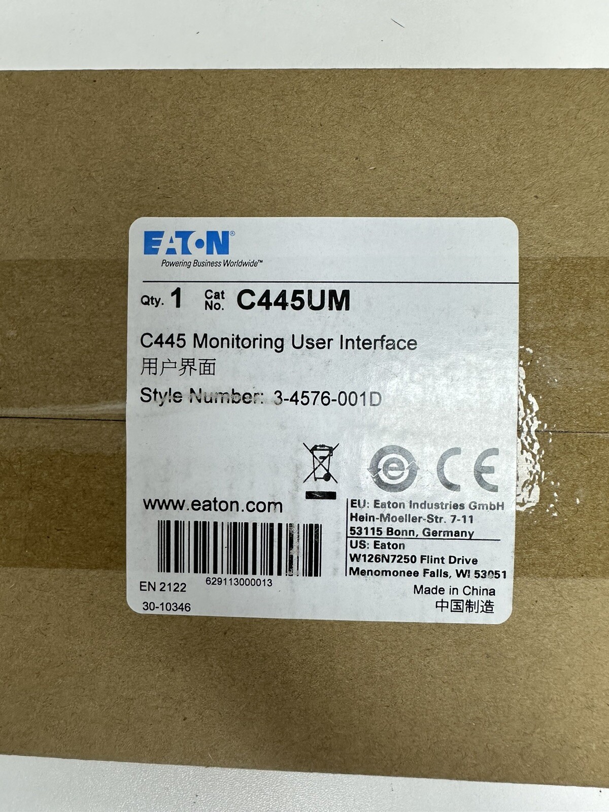 EATON C445UM Monitoring User Interface Style Number :3-4576-001D