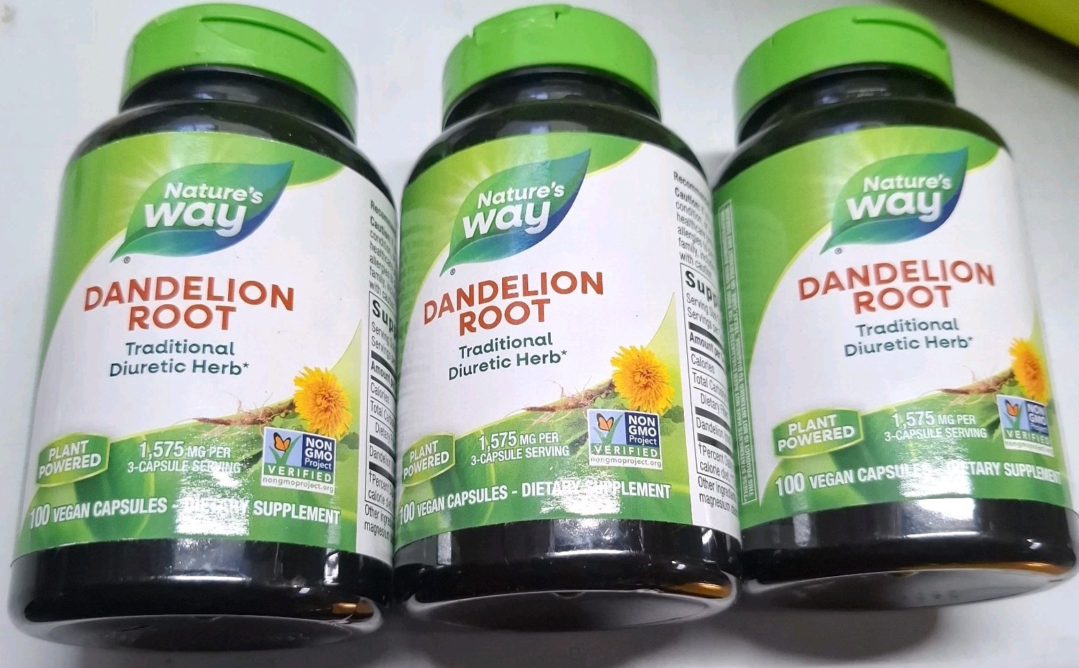 3 Bottles New Dandelion Root 1575mg Nature\'s Way Gluten Free NonGMO Ex: 07/2029