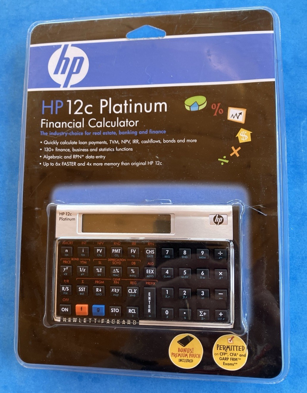 Portable Hewlett Packard HP 12C Platinum Financial Calculator - NEW / Sealed