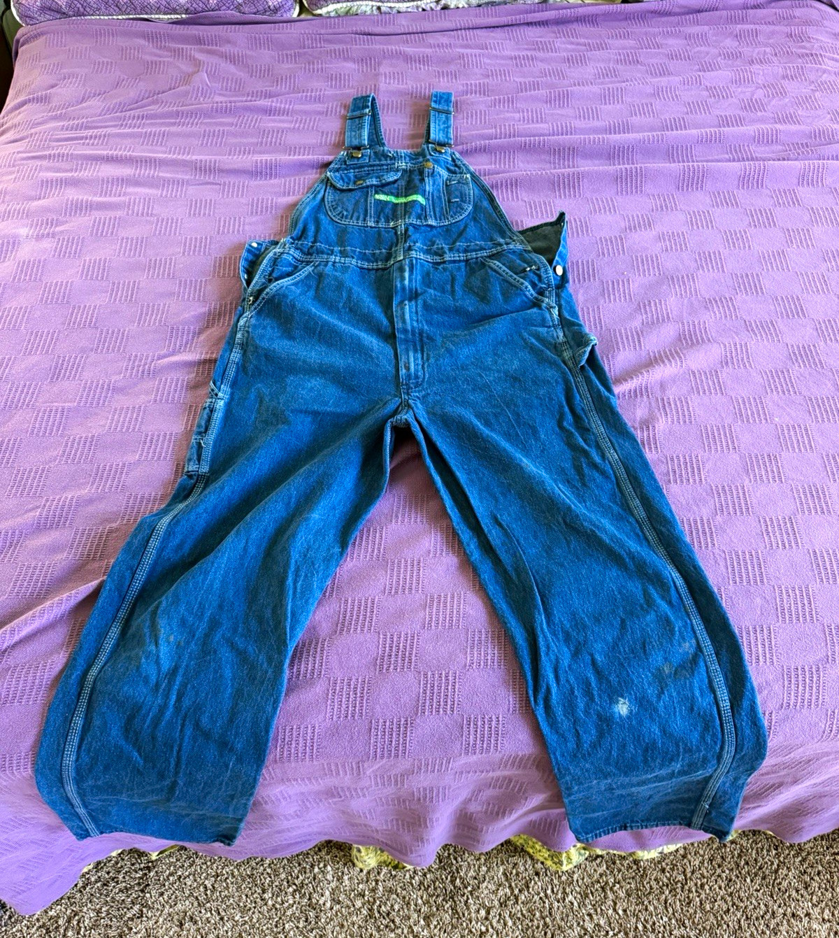 Key Unisex Blue Denim Work Bib Overalls Construction Workwear 36x36 Key Unisex Blue Denim Work Bib Overalls Construction Workwear 36x36
