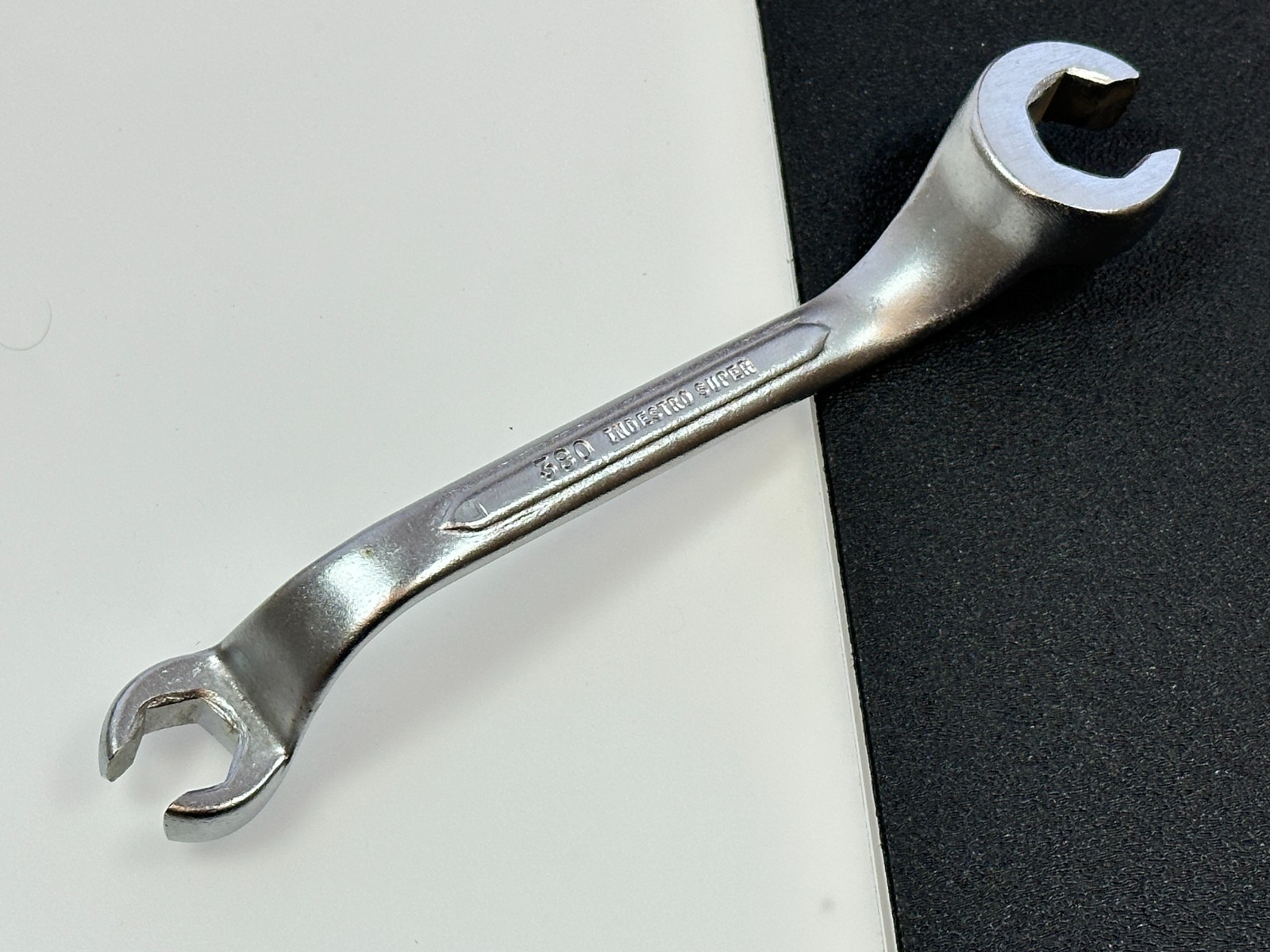 NOS Indestro SUPER USA 380 Double OFFSET Open Flare Nut SAE Wrench 7/16 x 9/16 NOS Indestro SUPER USA 380 Double OFFSET Open Flare Nut SAE Wrench 7/16 x 9/16