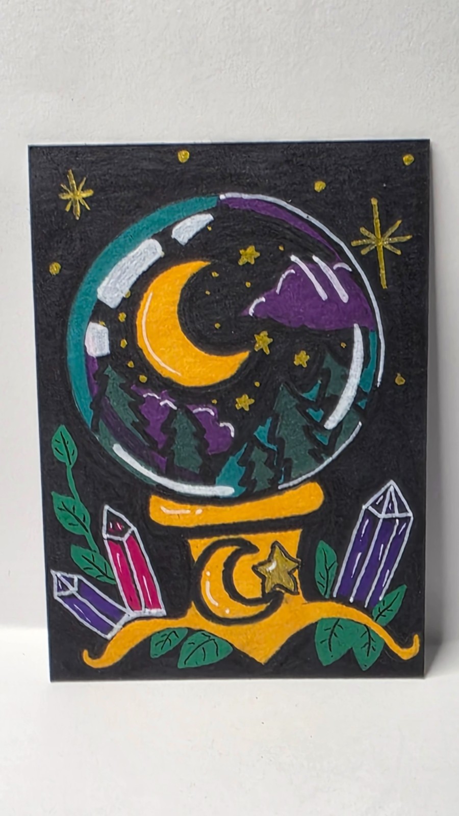 Original ACEO Art Card Whimsical Nature Moon Woodland Folk Art Hand Drawn 2.5x3. Original ACEO Art Card Whimsical Nature Moon Woodland Folk Art Hand Drawn 2.5x3.