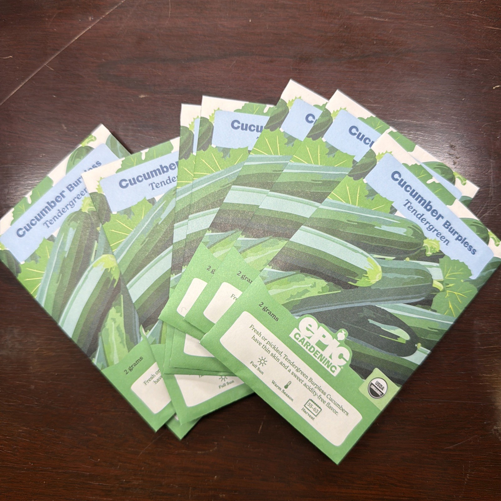 8 Packs Epic Gardening Vegetable Seeds Tendergreen Burpless Cucumbers ORGANIC 8 Packs Epic Gardening Vegetable Seeds Tendergreen Burpless Cucumbers ORGANIC