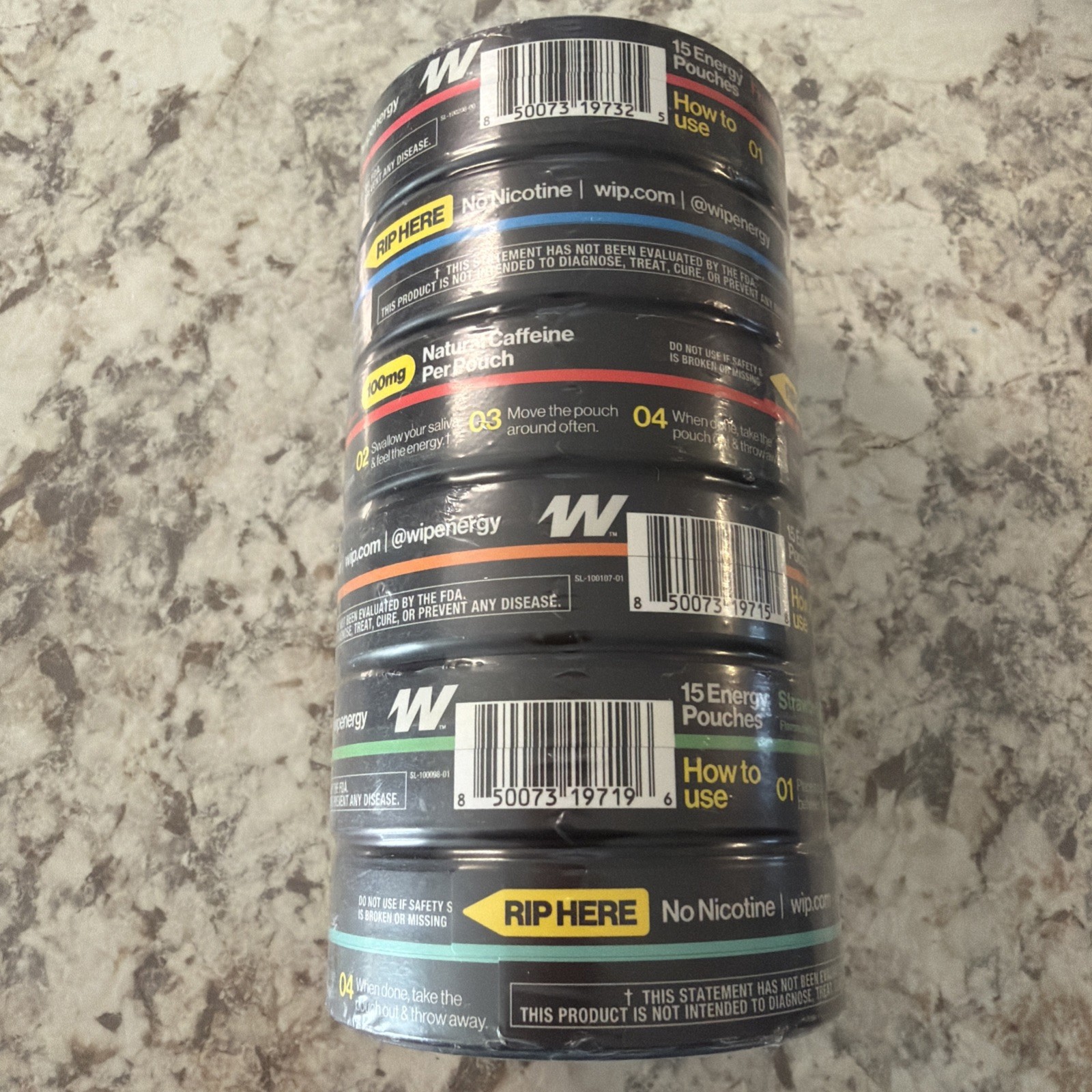 WIP 15 Energy Pouches 6 Pack Assorted Flavors 100mg Sugar-Free No Nicotine WIP 15 Energy Pouches 6 Pack Assorted Flavors 100mg Sugar-Free No Nicotine