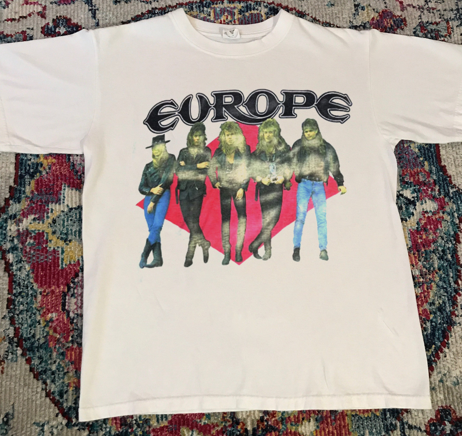VTG 1989 Europe Band Tour Graphic Single Stitch White Shirt S to 5XL