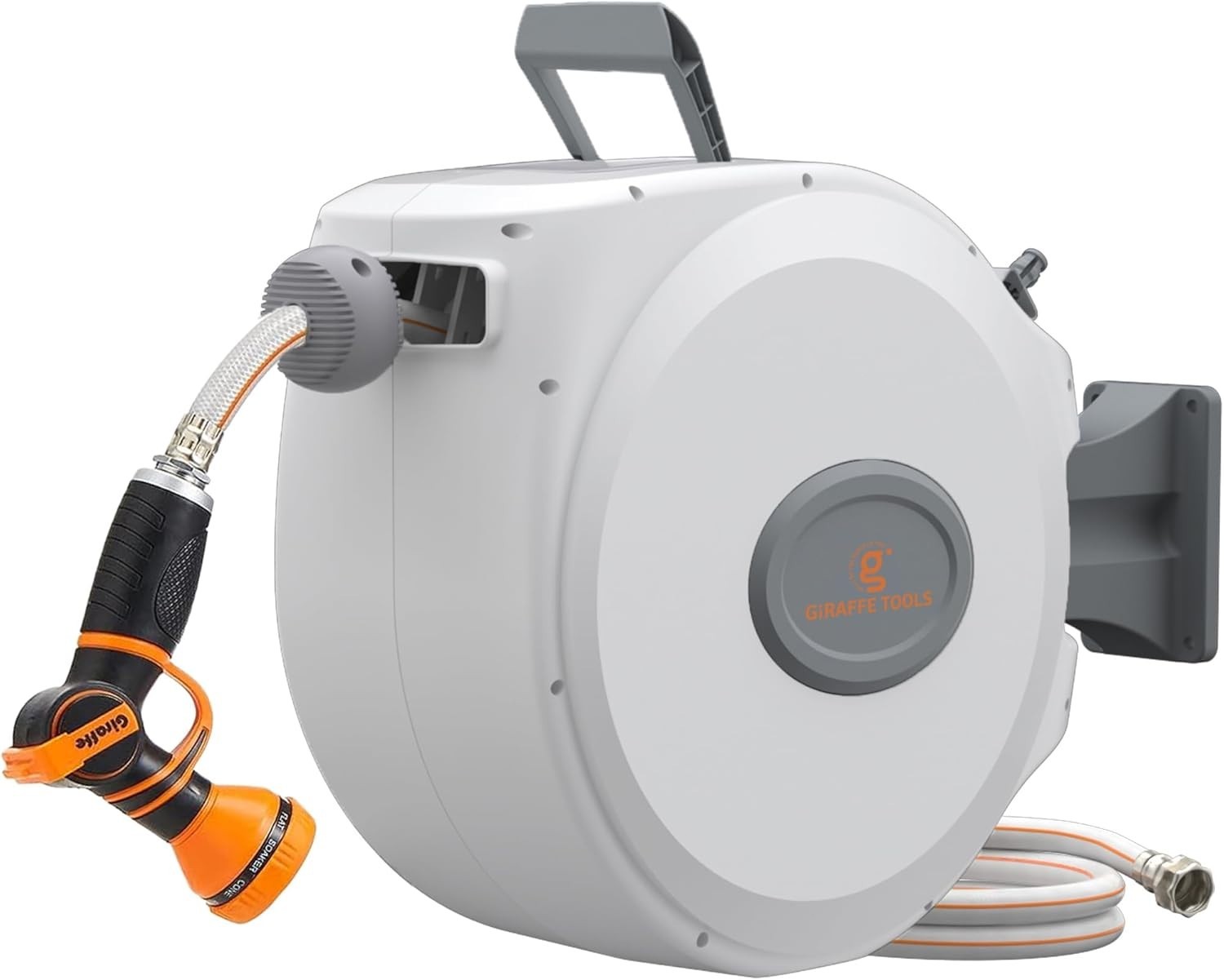 Giraffe Tools Retractable Garden Hose Reel 5/8in 60-115ft Water Hose Wall Mount