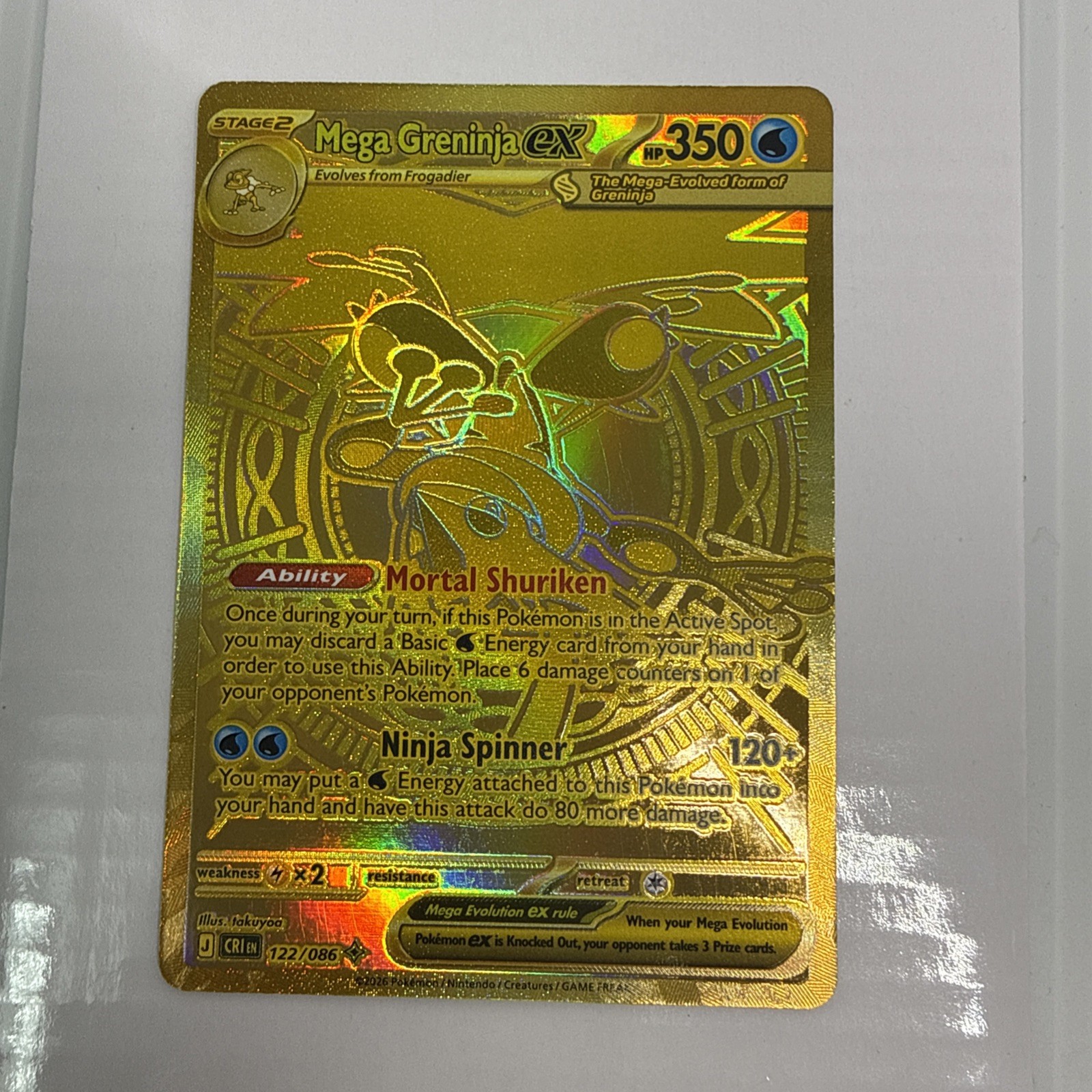 Nintendo Mega Greninja EX 122/086 BREAKpoint Secret Rare Gold Full Art Holo , CR Nintendo Mega Greninja EX 122/086 BREAKpoint Secret Rare Gold Full Art Holo , CR