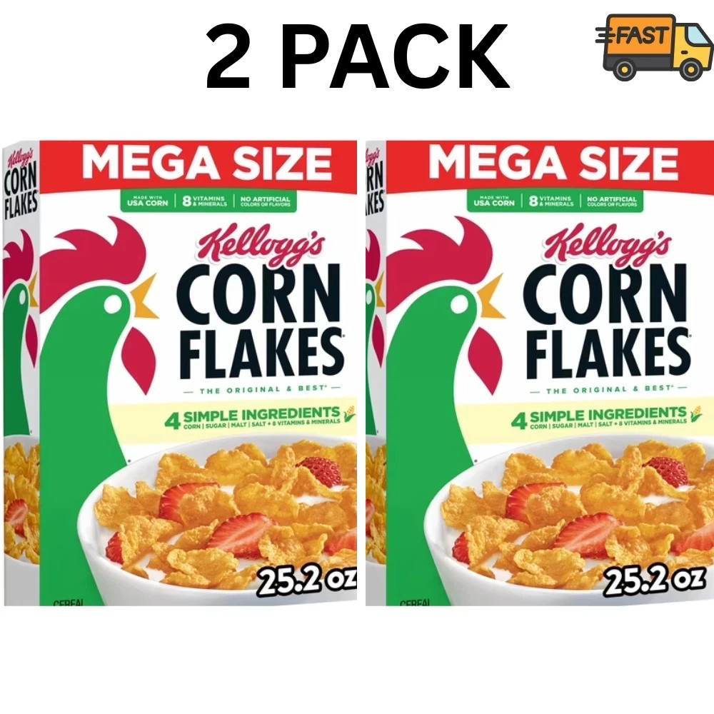 Kellogg’s Corn Flakes Original Cereal Mega Size 25.2 Oz Pack of 2 Kellogg’s Corn Flakes Original Cereal Mega Size 25.2 Oz Pack of 2