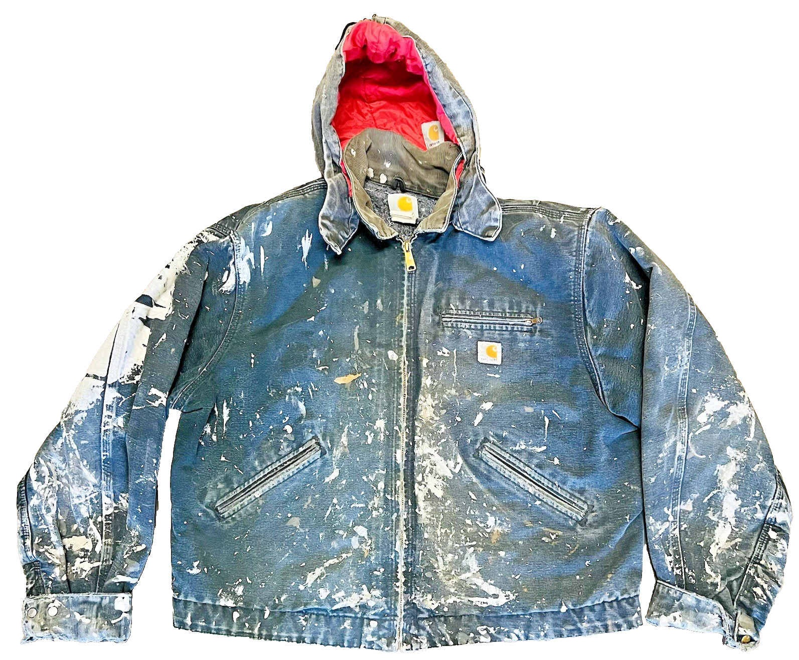 Vintage Carhartt J01 Blanket Lined Detroit Jacket Distressed Faded USA BLK 48