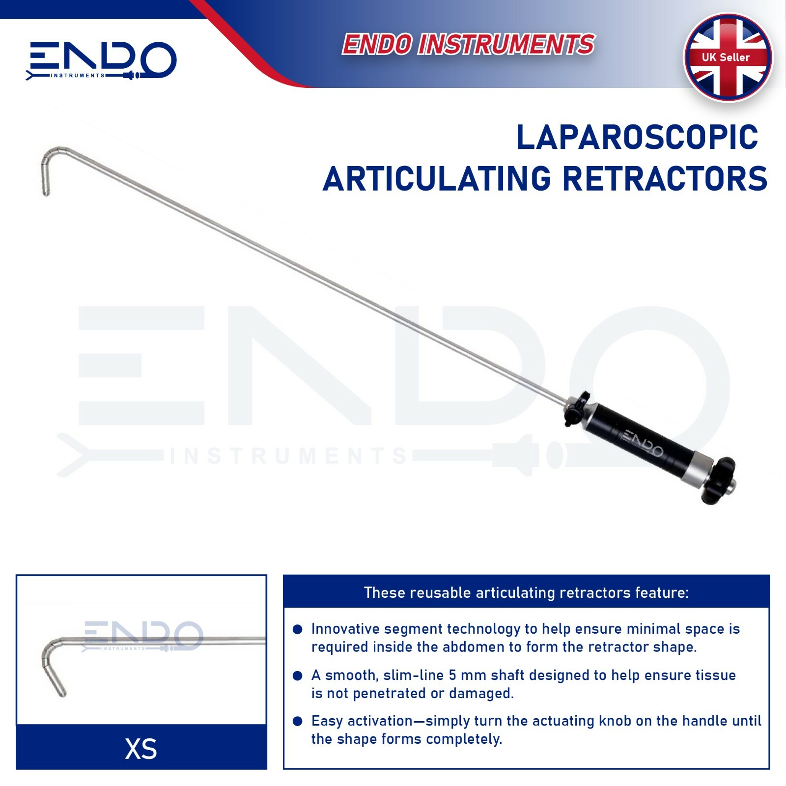 ENDO New Laparoscopic Gold finger Liver Retractor 5mm Articulating Retractors