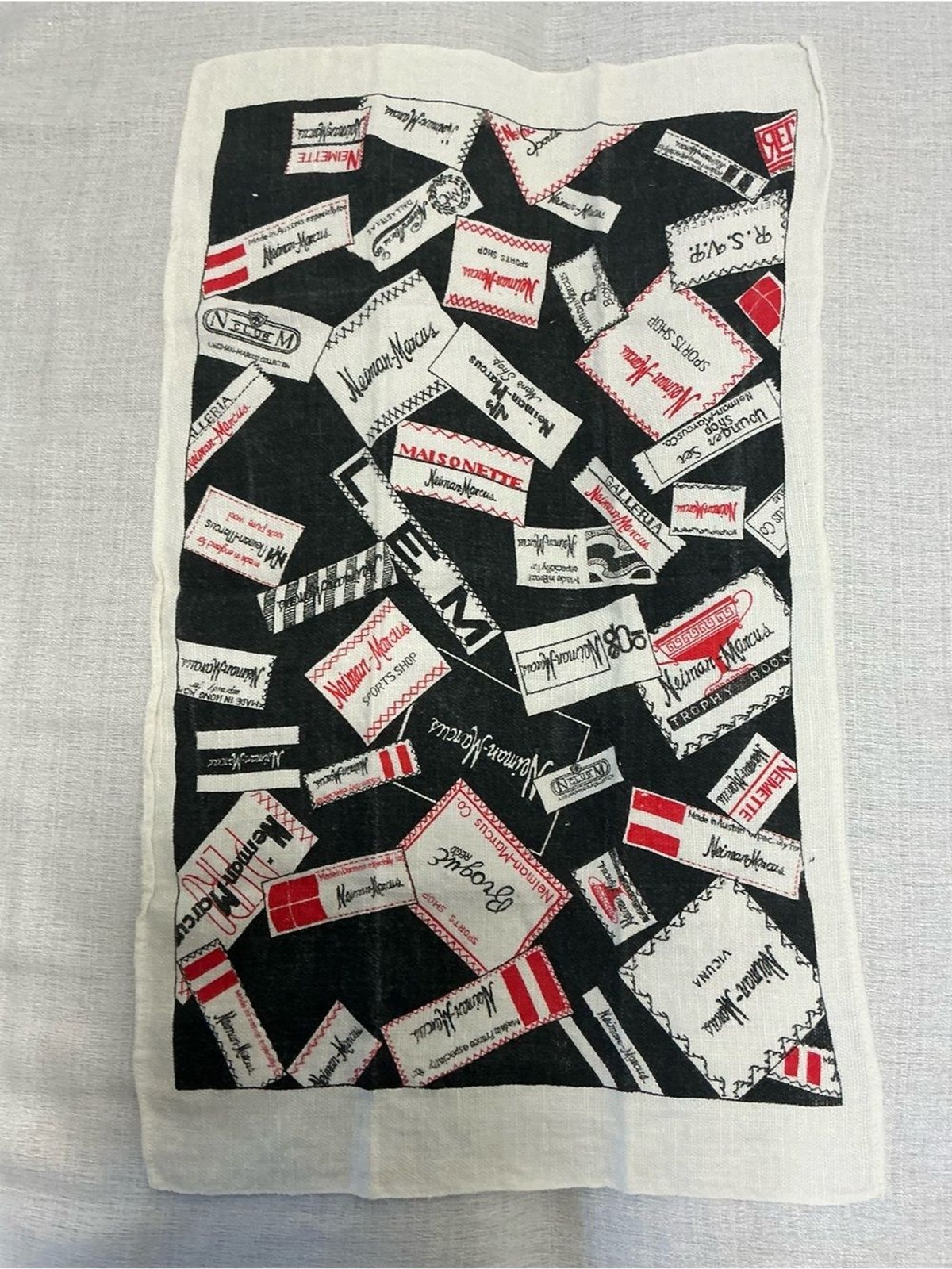 Vintage Neiman Marcus 100 Linen Tea Towel Australia Clothing Tags Print Set of 3 Vintage Neiman Marcus 100 Linen Tea Towel Australia Clothing Tags Print Set of 3