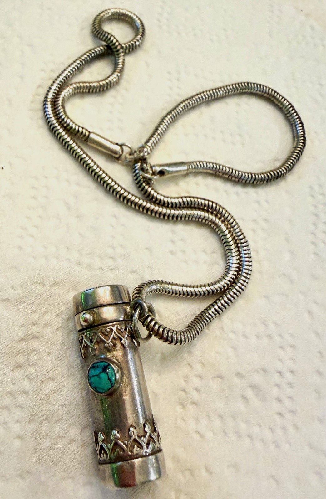 Vintage Turquoise cabochon Kaleidoscope Necklace by Kevin and Deborah Healy 925 Vintage Turquoise cabochon Kaleidoscope Necklace by Kevin and Deborah Healy 925