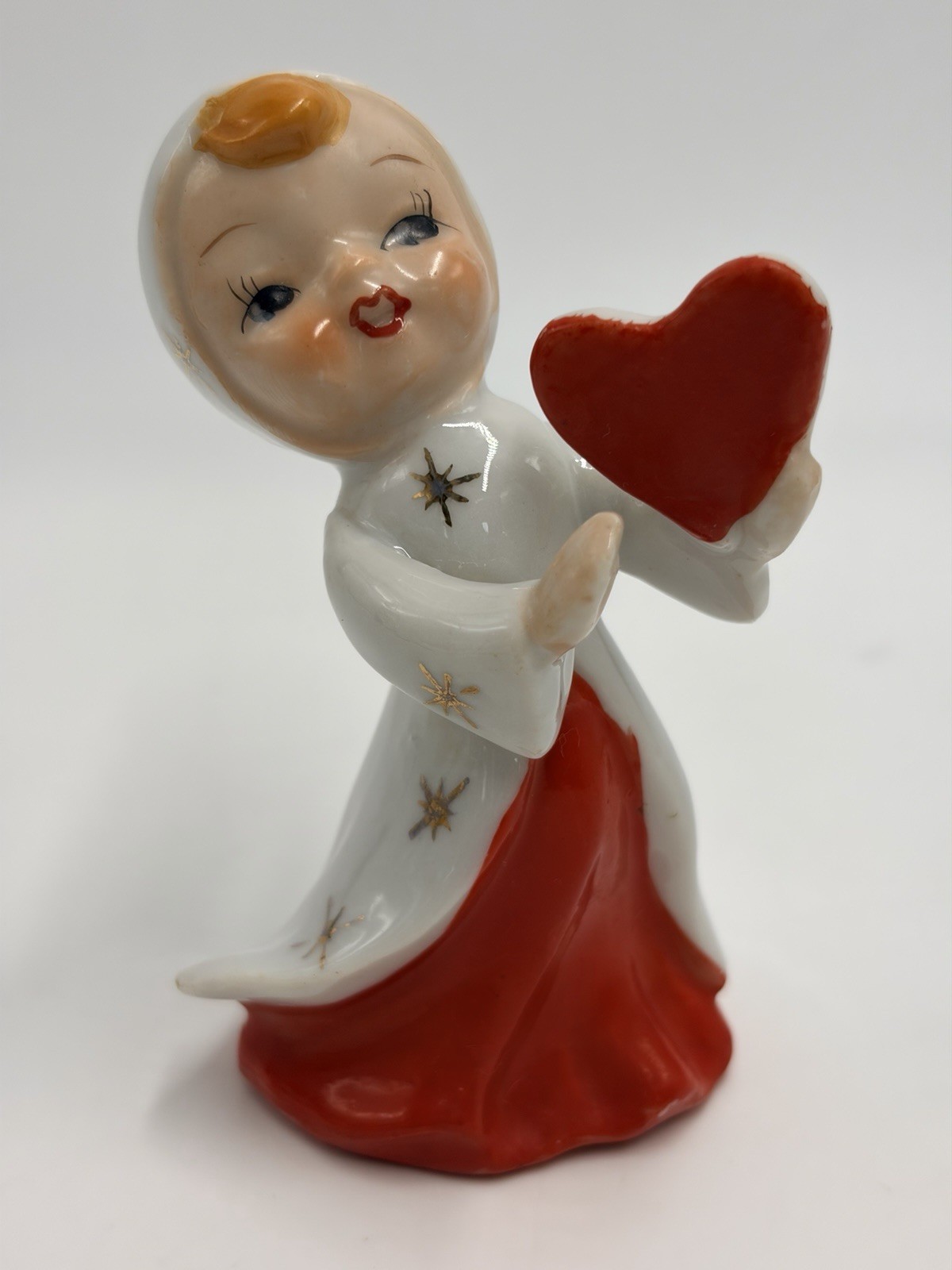 Vintage Napco Lefton Christmas Choir Girl Atomic Stars Figurine With Red Heart Vintage Napco Lefton Christmas Choir Girl Atomic Stars Figurine With Red Heart