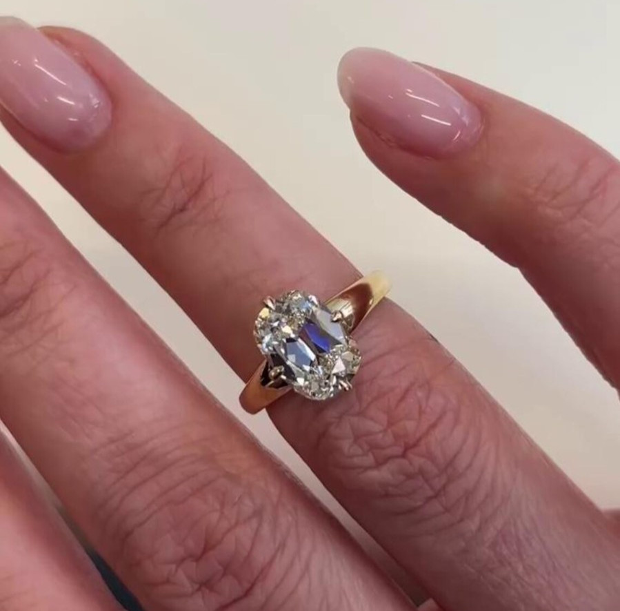 1CT Old Mine Cushion Cut Vintage Style Ring Natural Diamond Ring 14k Yellow Gold 1CT Old Mine Cushion Cut Vintage Style Ring Natural Diamond Ring 14k Yellow Gold