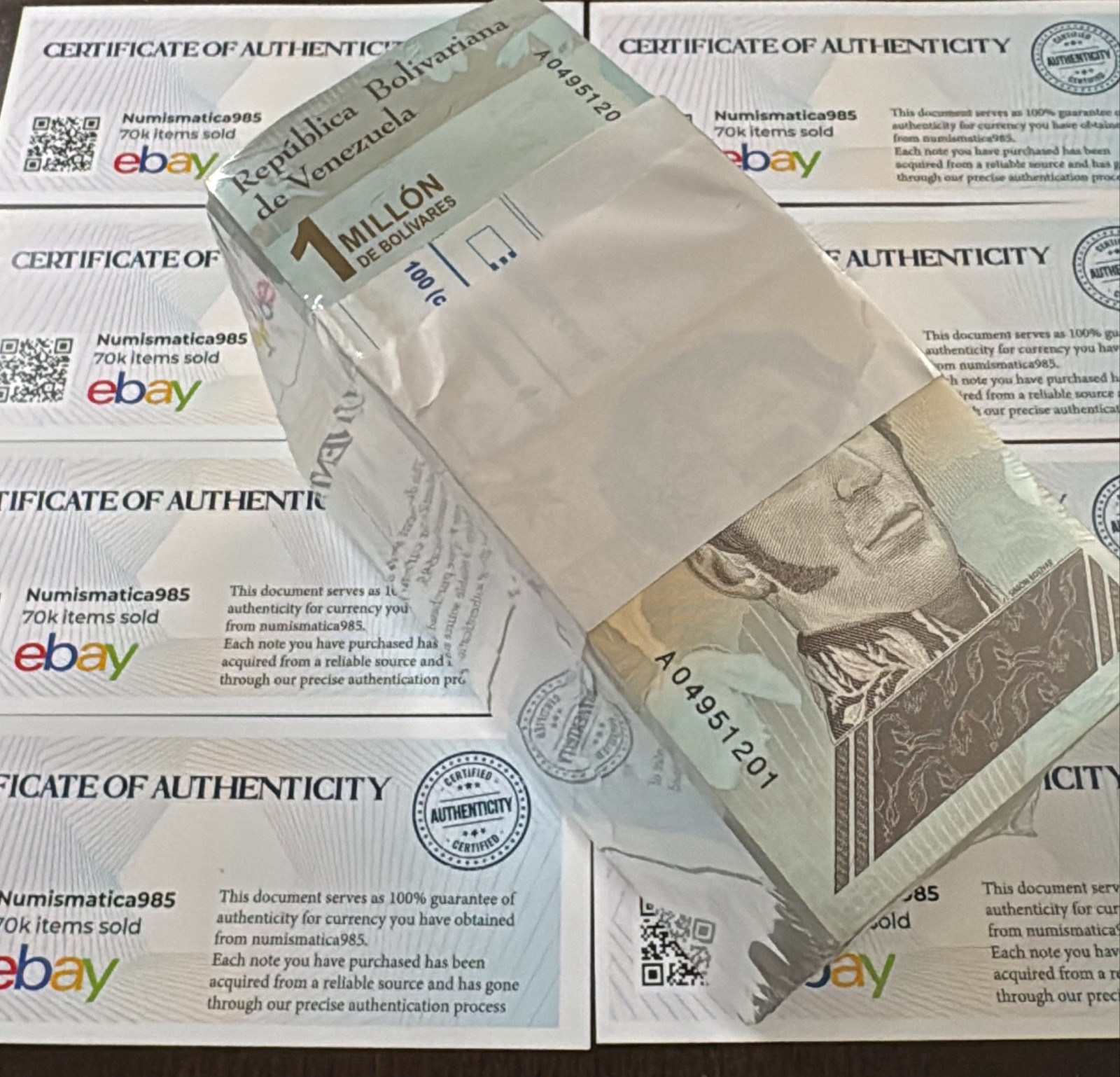 Venezuela 1 Million Bolívares 2020 x1000 Circulated Notes + COA  Add– P-114