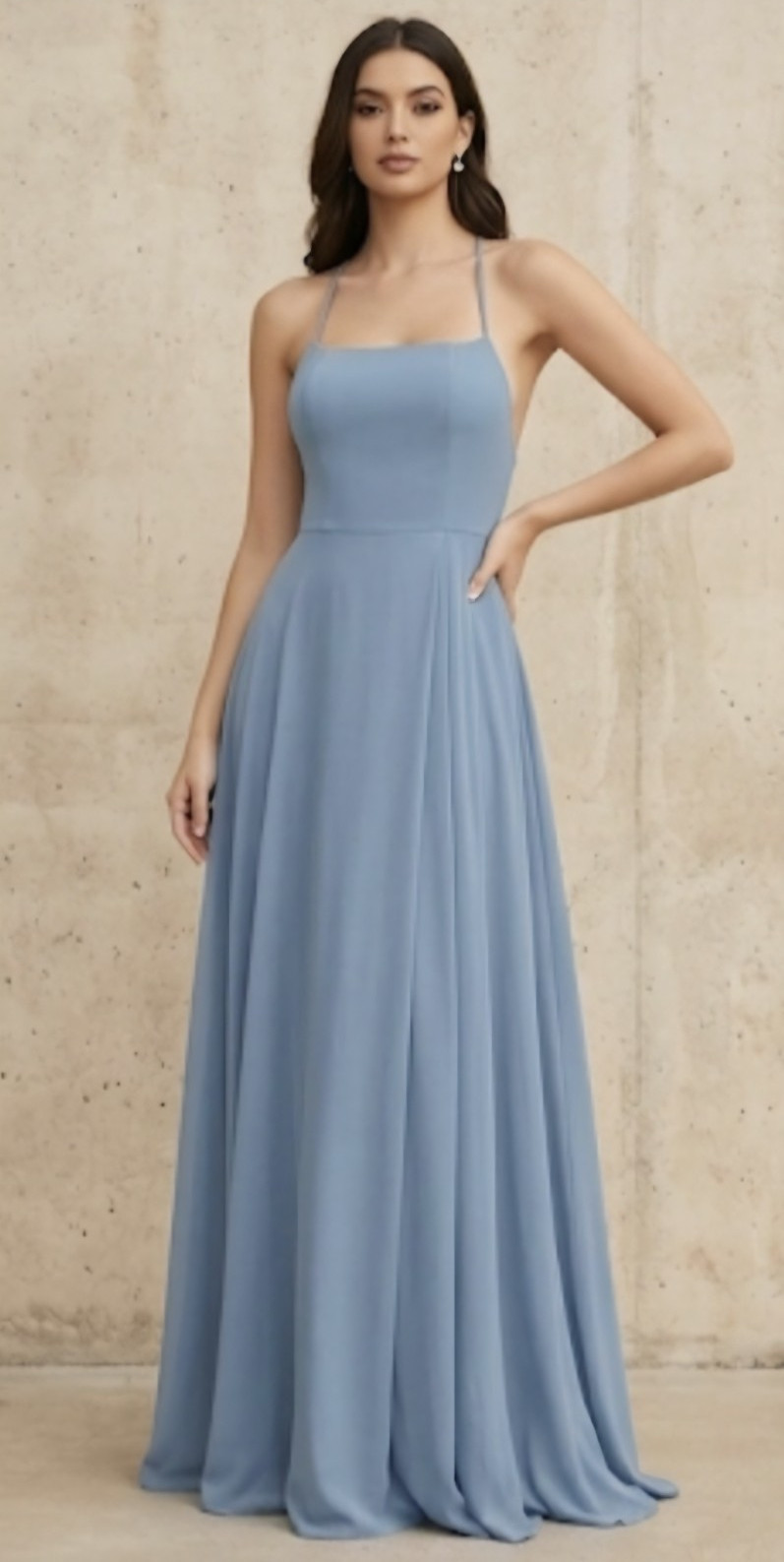 Shein Blue Sleeveless Spaghetti Strap Open Back Maxi Formal Dress w/ Slit Shein Blue Sleeveless Spaghetti Strap Open Back Maxi Formal Dress w/ Slit