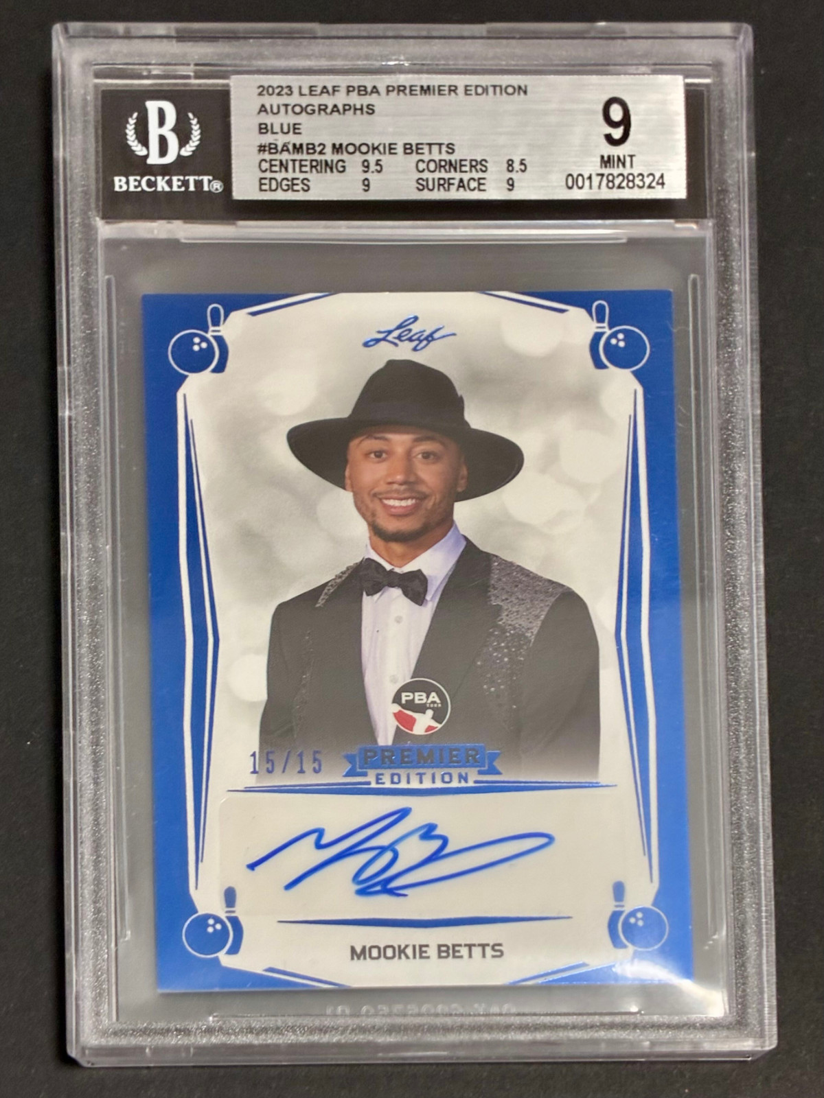 2023 Leaf PBA Premier Edition Mookie Betts Auto /15 BA-MB2 2023 Leaf PBA Premier Edition Mookie Betts Auto /15 BA-MB2