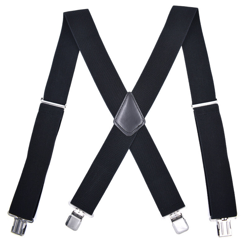 Black Elastic Mens Braces Suspenders Widening 2\'\'/5cm X-shaped Adjustable Length Black Elastic Mens Braces Suspenders Widening 2\'\'/5cm X-shaped Adjustable Length