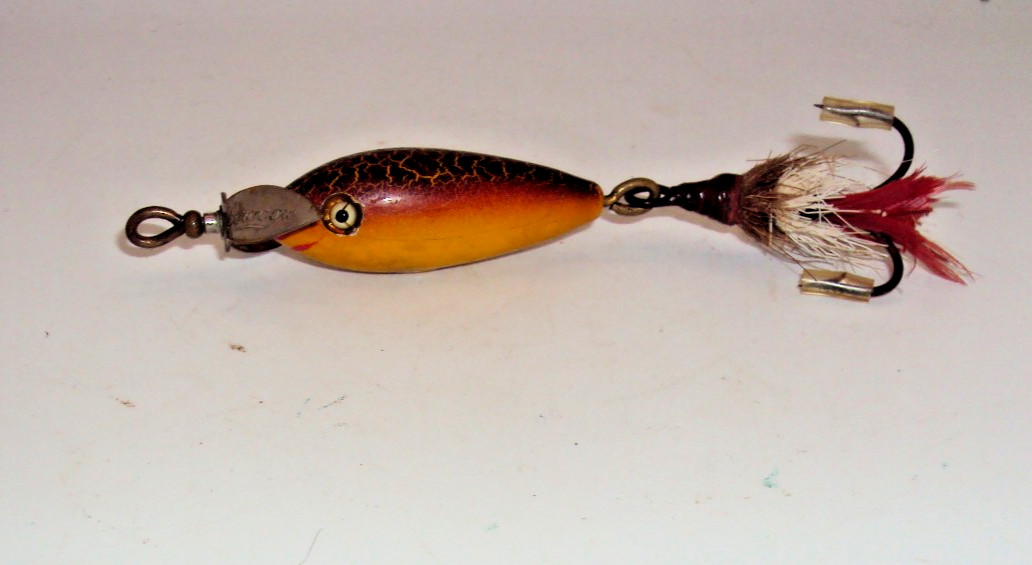 Vintage Heddon Artistic Minnow #50 fishing lure Fancy back sienna 1905 Vintage Heddon Artistic Minnow #50 fishing lure Fancy back sienna 1905