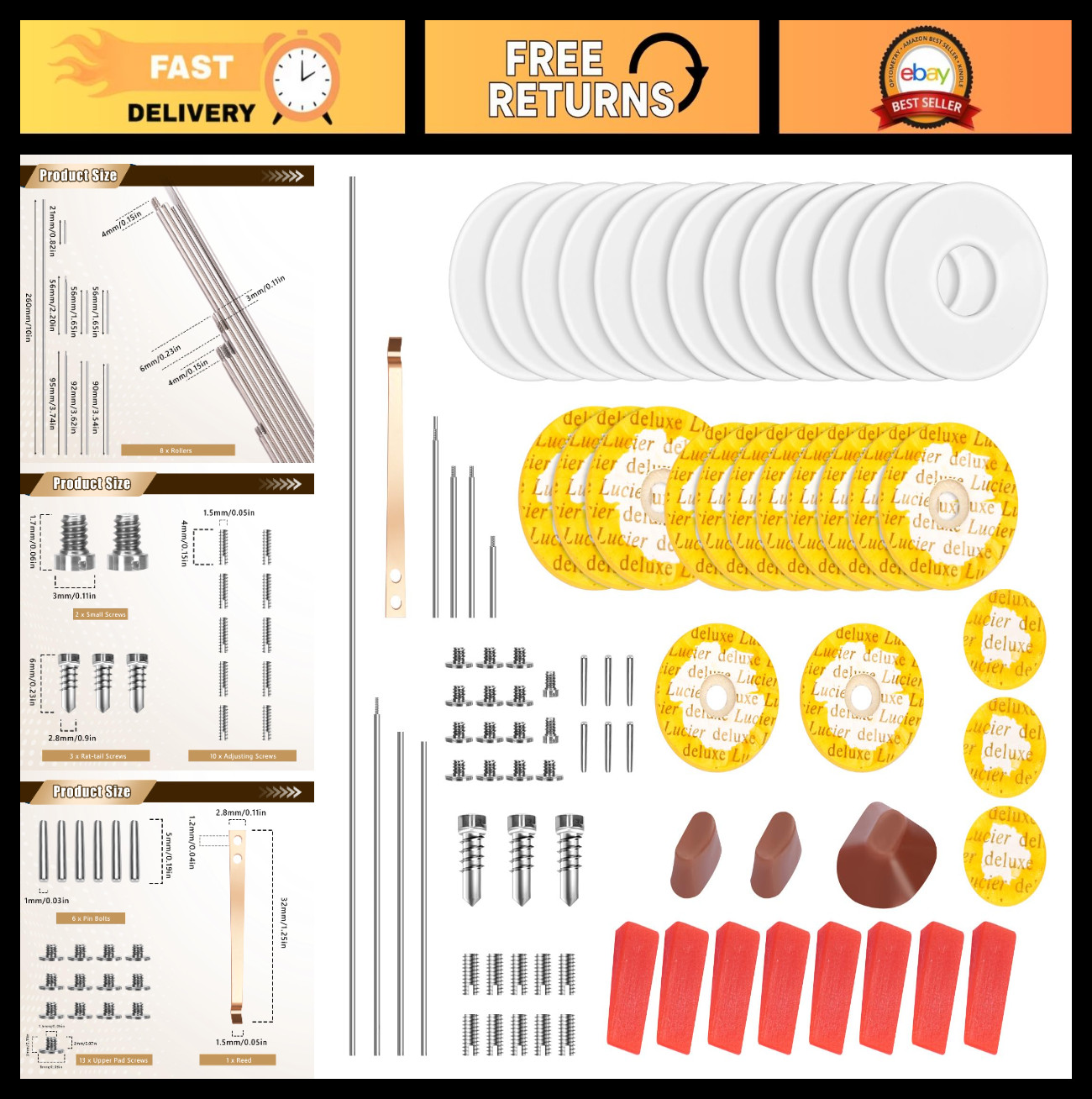 Flute Repair Tool Kit - Complete Maintenance Set with Pads, Screws, Glue & Acces
