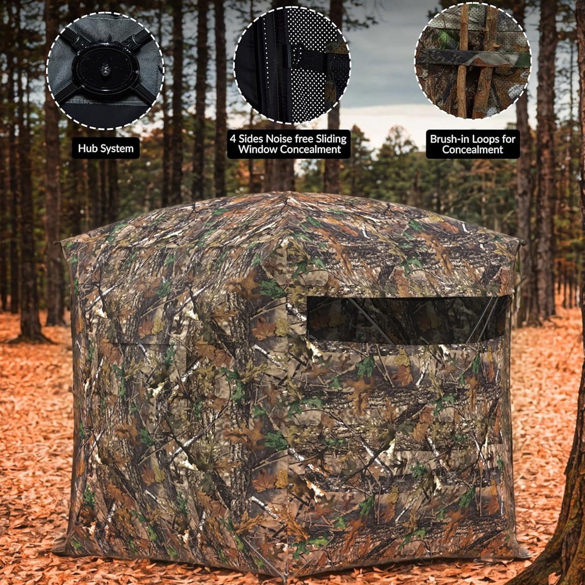 270° See Through Ground Blind for Deer Hunting Blind 2-3 Person Hunting Turkey